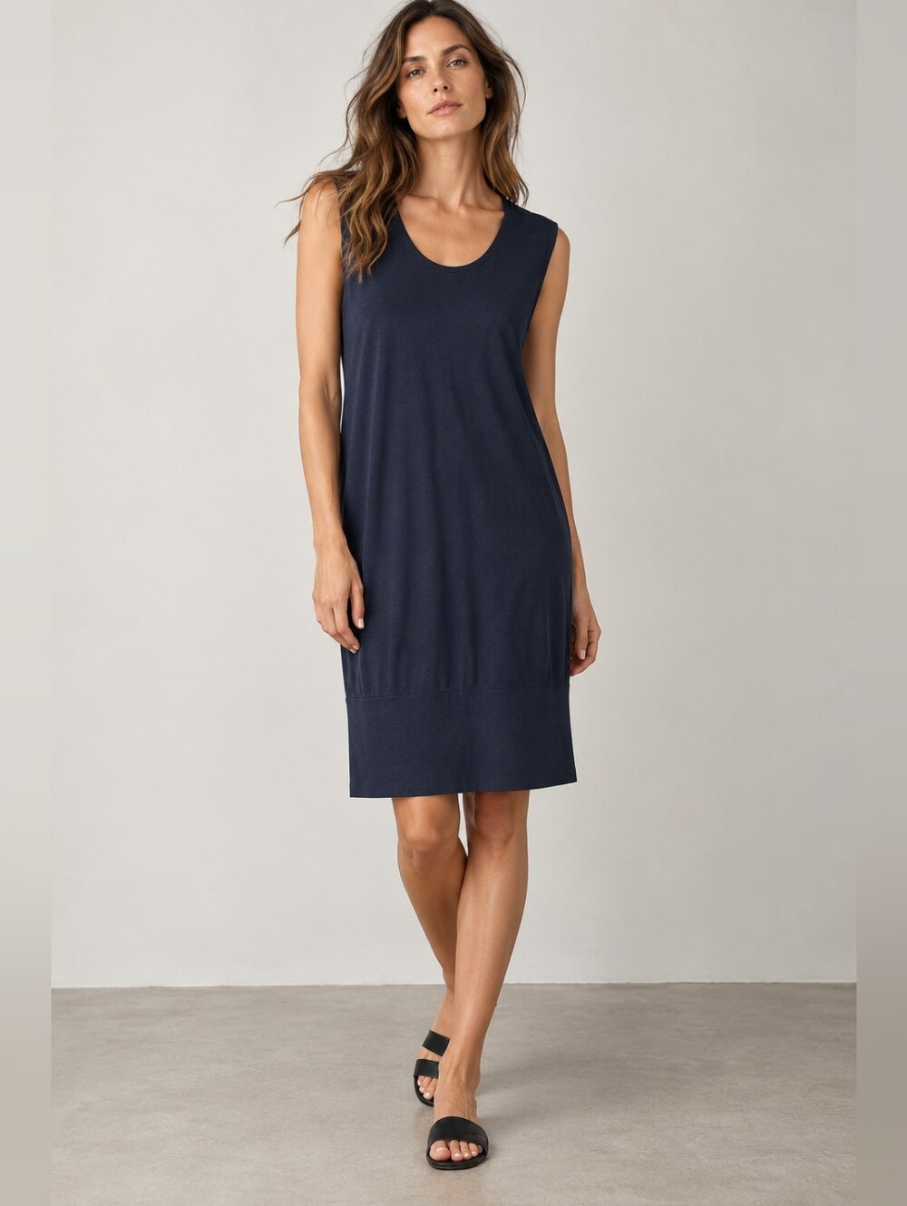 NWT JAMES PERSE Slub Cotton Sleeveless Scoop Neck Pullover Dress Size Medium Blk